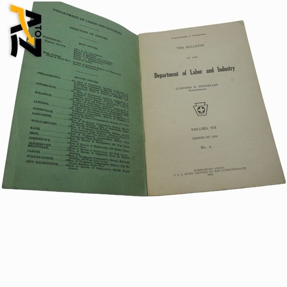 Vtg Bulletin Department of Labor & Industry 1920 No. 5 & 6 Pennsylvania Volume 7 - Picture 8 of 12